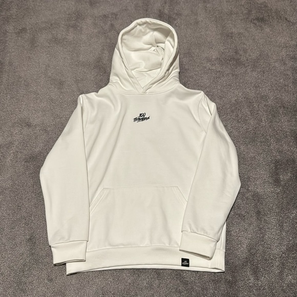 Pikachu 100 Thieves Sweater Men's 100 Thieves Cream Hoodie, White
